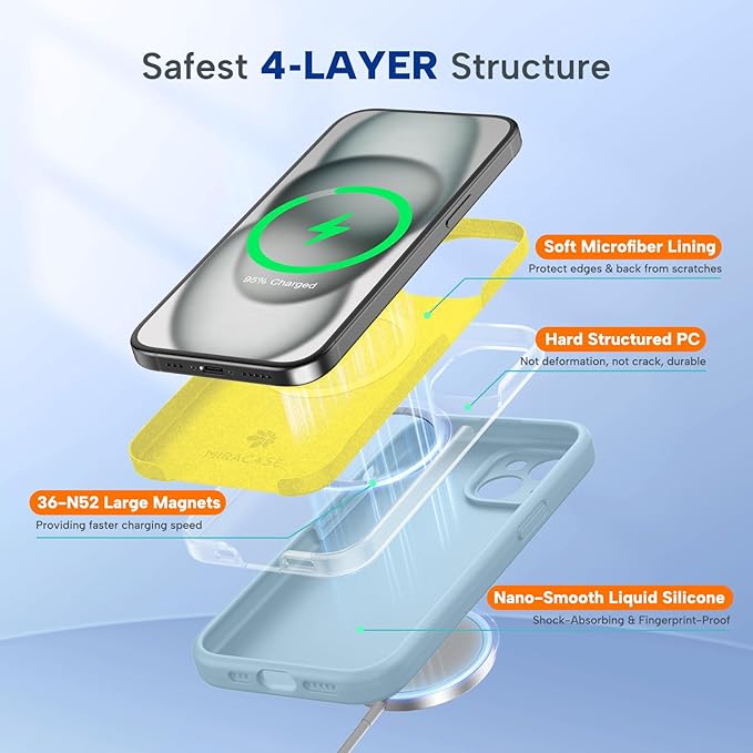 Miracase Compatible with iPhone 15 Case, [Soft Anti-Scratch Microfiber Lining], Liquid Silicone Case Gel Rubber Shockproof Drop Protection Phone Case for iPhone 15, Clove Purple