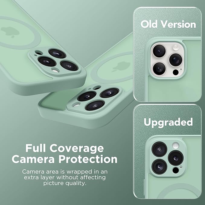 CAPRARO CAPRRO Magnetic for iPhone 13 Pro Max Case, [Compatible with MagSafe] [Full Camera Protection] Shockproof Protective Slim Translucent Matte Phone Case for iPhone 13 Pro Max 6.7'', Mint Green
