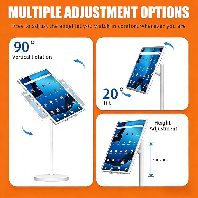 21.5"/24"/27"/32" Portable Smart Screen On Wheels, 4K Touchscreen Display, Build-in 4K Camera, Rolling TV, Built-in Battery (6-8H), Remote Control, 8+128GB Storage 32inches
