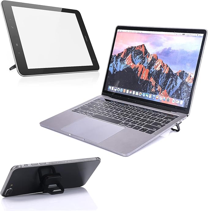 Abeillo 2PCS Portable Keyboard Riser, Self-Adhesive Mini Laptop Stand Invisible Computer Keyboard Stand for Desk, Laptop Feet Compatible with Pro/Air, Lenovo, Surface (Black)