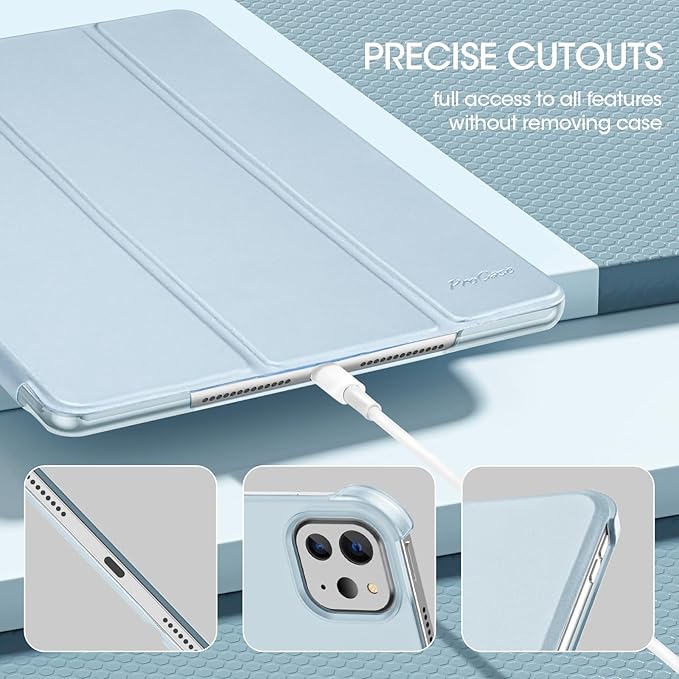 ProCase Smart Case for iPad Pro 11 Inch M5 2025/M4 2024 (Model: A3357/A3358/A3359/A2836/A2837/A3006), Slim Folio Stand Hard Back Shell Protective Tablet Cover for iPad Pro 11" 6th/5th Gen -Blue