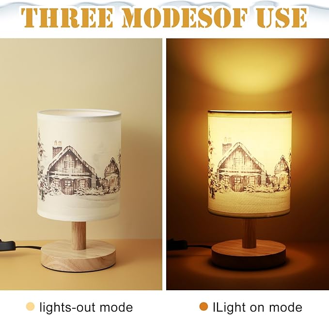 VIHOSE Christmas Table Lamp Indoor Vintage Lamp Shades Small Christmas Lamp Shade Linen Fabric Nightstand Shade Lamp Santa Night Light Christmas Desk Decorations for Bedroom Home Decor