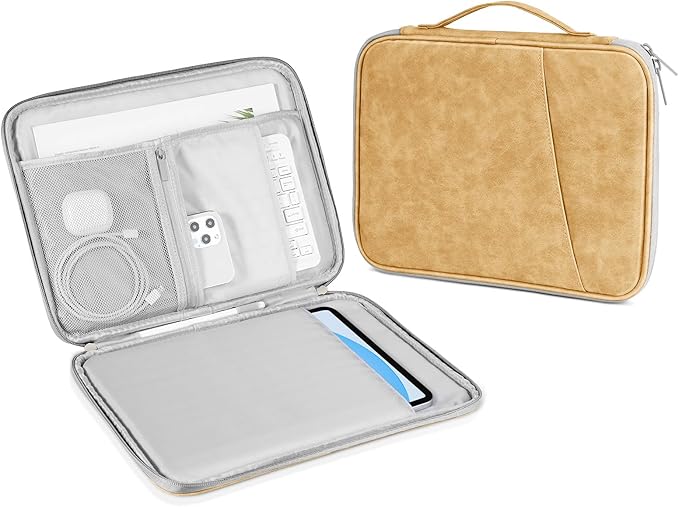 DTTO 9-11 Inch Tablet Sleeve Bag for iPad A16 11-in/Air 11-in M3 M2, iPad 10th Gen 10.9", iPad 9/8/7th Gen 10.2", iPad Air 5/4th Gen 10.9", iPad Pro 11, Galaxy Tab A9+, Waterproof Travel Bag, Apricot