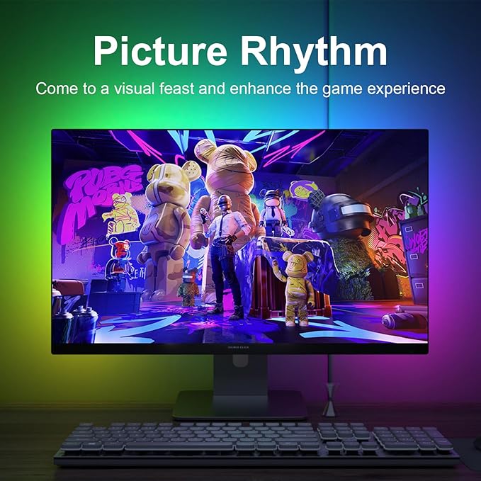 DS Gaming Monitor Light, Backlight with Screen Color sync Effect for 27-34inch Computer Monitor, Compatible with Windows