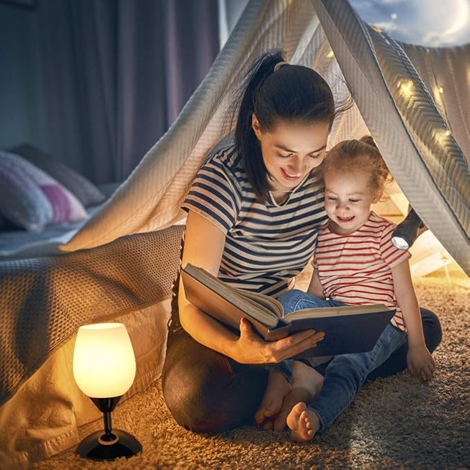 Touch Control Table Lamp Dimmable Small Lamp, Ambient Light with Opal Glass Shade Simple Night Light, Modern Accent Lamp Bedside Nightstand Lamp for Bedroom Living Room, E12 Bulb Included