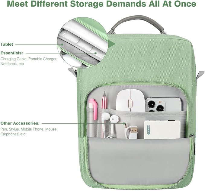 Dadanism 9-11 Inch Tablet Sleeve Bag Carrying Case with Shoulder Strap for iPad (A16) 11", iPad 10th Gen 10.9", iPad Air M4/Pro M5 11", iPad 9/8/7th 10.2", Galaxy Tab A11+ Plus 11", Dark Green