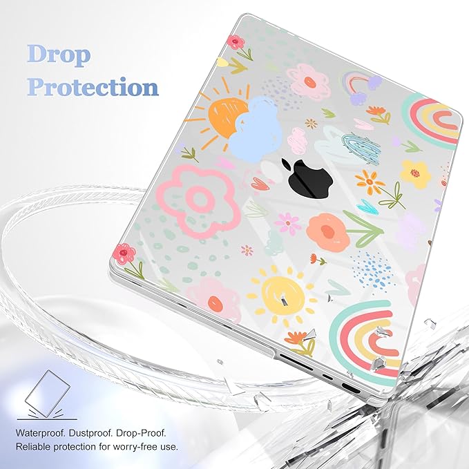 May Chen for 2026 MacBook Pro 14-inch M5 M4 M3 M2 M1 Pro/Max Chip, Release 2026 2025-2021, Model A3427 A3426 A3434 A3112 A3401 A3185, Plastic Hard Shell with Keyboard Cover, Rainbows Flowers