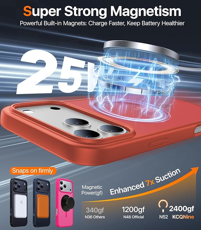 Magnetic for iPhone 17 Pro Max Case,[Anti-Slip][Compatible with MagSafe][Military Grade Drop Protection] Shockproof Protective Translucent Matte Phone Case for iPhone 17 Pro Max Case,Red
