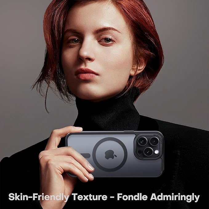 Newfuture Magnetic for iPhone 15 Pro Case [Compatible with Magsafe] [Military Grade Drop Protection] Translucent Matte Anti-Fingerprint Shockproof Phone Case for iPhone 15 Pro 6.1 inch, Black