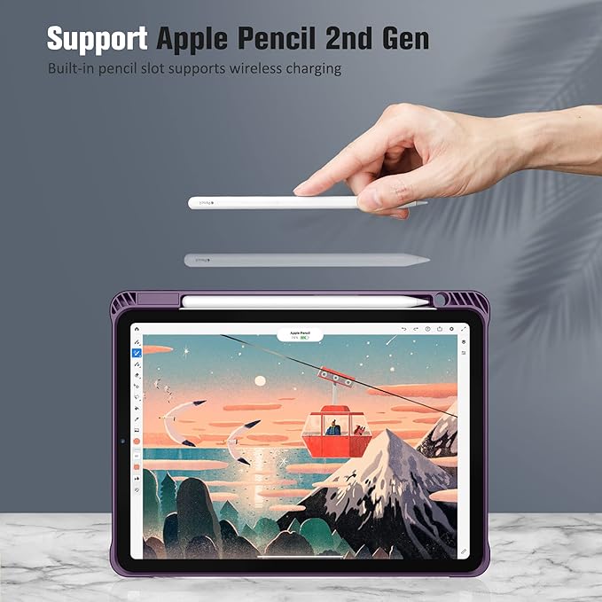 Fintie SlimShell Case for iPad Pro 11-inch (4th / 3rd Generation) 2022/2021 - Soft Flexible TPU Stand Back Cover with Pencil Holder, Also Fit iPad Pro 11" 2nd / 1st Gen, Composition Book Purple