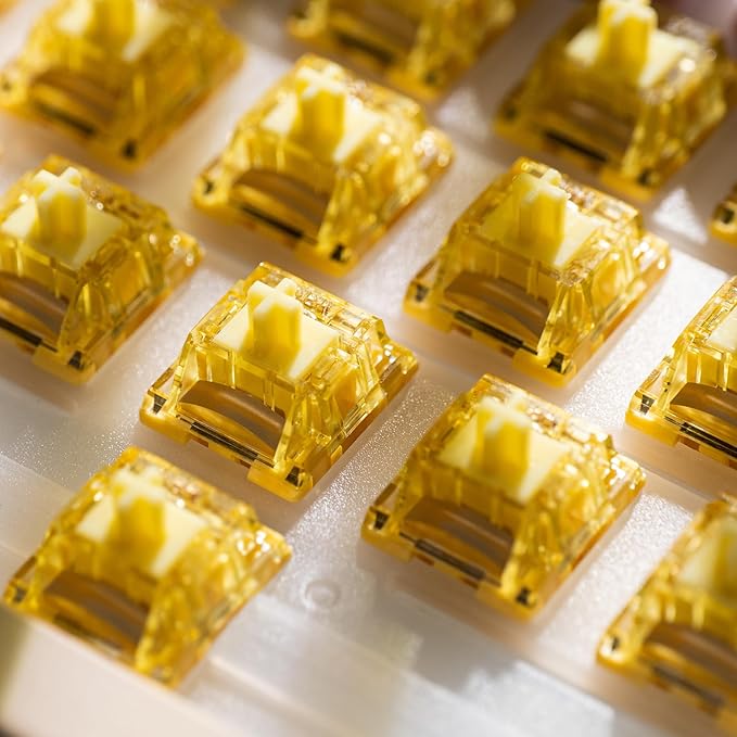 Akko V5 Creamy Yellow Keyboard Switch with LED Diffuser for Mechanical Gaming Keyboard, 5-Pin 50gf Linear Lubed Switches (45pcs)