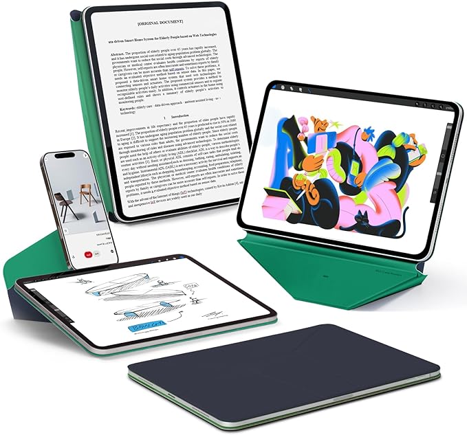 MOFT Dynamic Folio Case for iPad Pro 13-inch(M5 2025/M4 2024), Slim Magnetic Stand Case with 20+ Viewing Angles, Auto Wake/Sleep, Ultra Thin, Navy Blue x Oz Green