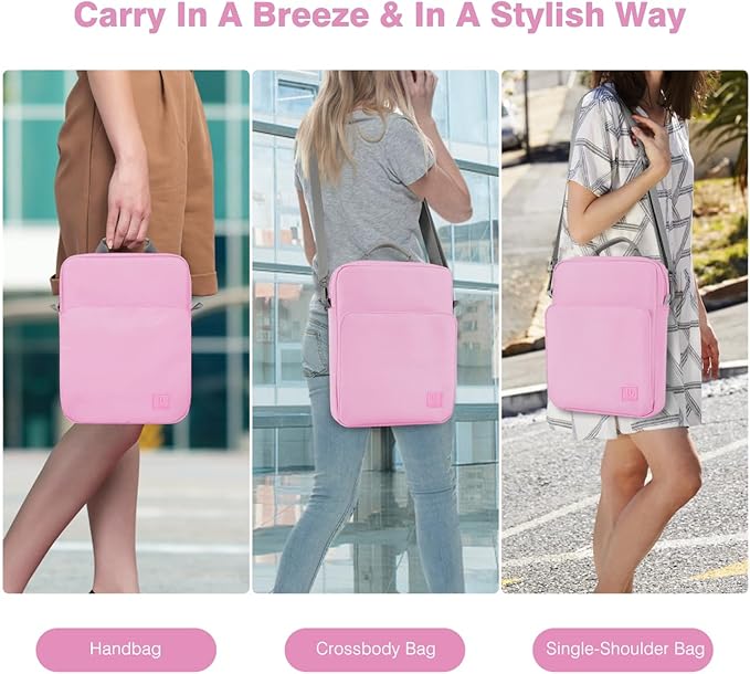 Dadanism 9-11 Inch Tablet Sleeve Bag Carrying Case with Shoulder Strap for iPad (A16) 11", iPad 10th Gen 10.9", iPad Air M4/Pro M5 11", iPad 9/8/7th 10.2", Galaxy Tab A11+ Plus 11", Flowers Pink