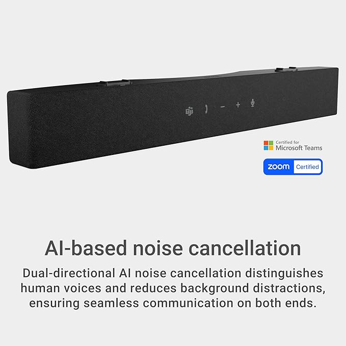 Dell Pro Premium Conferencing Soundbar - SB725 - Controls End/Call/Volume Down/Volume Up/MS Teams, LED Status Indicator, Wired, AI-Based Noise Cancellation, Superior Audio Experience