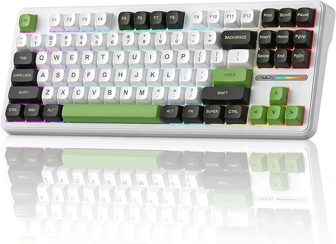 Aula F87 Pro Wireless Mechanical Keyboard, 87-Key TKL Tri-Mode (BT5.0/2.4G/USB-C), Hot Swappable Gasket Mount Keyboard, 4000mAh Battery, RGB Backlit PBT Keycaps Custom Gaming Keyboard for PC Mac