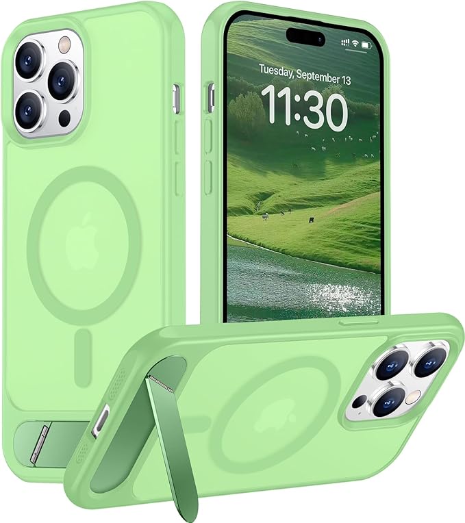 Magnetic Compatible with iPhone 14 Pro Case, [Built-in Invisible Kickstand][Compatible with MagSafe] [Military Grade Shockproof] Slim Translucent Matte Phone Case for iPhone 14 Pro 6.1"