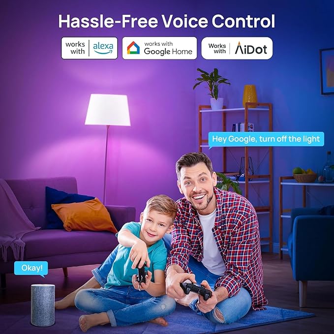 Consciot Smart Light Bulbs, A19 Color Changing Smart Bulbs, 800 Lumens 60W Equivalent, Works with Apple Home, Alexa, Google Home & SmartThings, Dimmable LED, 6-Pack