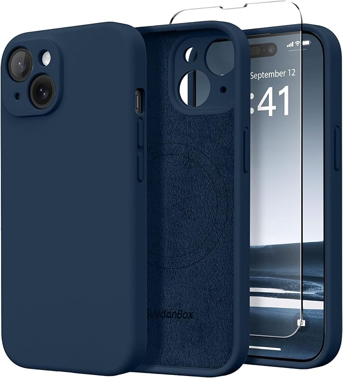 Magnetic for iPhone 14 Case, Compatible with MagSafe, [Full Camera Protection][Screen Protector] Silicone Shockproof Protective Phone Case for iPhone 14 6.1 inch, Cobalt Blue