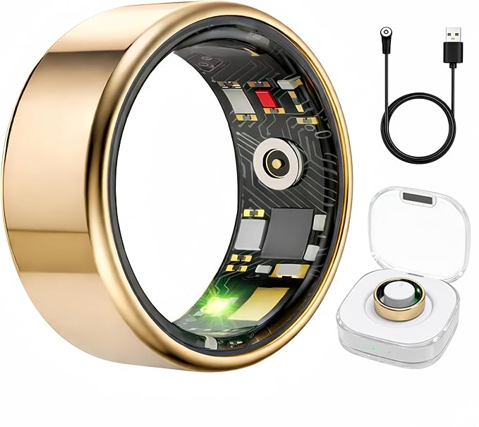 Smart Ring Health & Fitness Tracker for Men & Women, Heart Rate, SPO₂, Sleep & Activity Monitoring, IP68 Waterproof, Long Battery Life, Family Care Mode, No Subscription Fee (Rose Gold, 9)