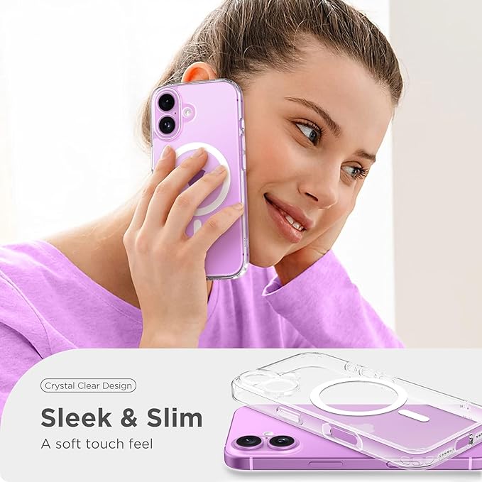 CAPRARO Magnetic Compatible with iPhone 16 Case, Upgraded [Full Camera Protection] [Compatible with MagSafe] Protective Translucent Matte Women Girl Phone Case Cover, Clear