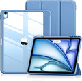 Wenlaty for iPad Air 13 Inch Case M4/M3/M2 (2026/2025/2024) with Pencil Holder, Slim Trifold Stand Protective Cover for iPad Air 13 Case with Clear Transparent Back, Auto Wake/Sleep -Bluemist