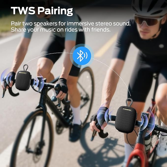 Monster S300 Portable Bluetooth Bike Speaker, IPX7 Waterproof Wireless Shower Speaker with RGB Lights, 10H Playtime, Loud Sound, Bluetooth 6.0, Bike Accessories, TWS, for Outdoors/Travel/Home, Black
