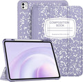 Fintie SlimShell Case for iPad Pro 13-inch (M5) 2025 / (M4) 2024 - [Built-in Pencil Holder] Soft TPU Protective Stand Back Cover with Auto Wake/Sleep, Composition Book Lilac