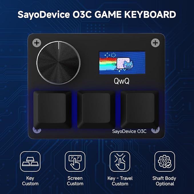 O3C Rapid Trigger Hall Effect Keyboard Suitable for OSU and Geometry Dash Rhythm Game Macro Keypad with Magnetic Linear Switches (Black, Gateron Jade Pro Green Switch)