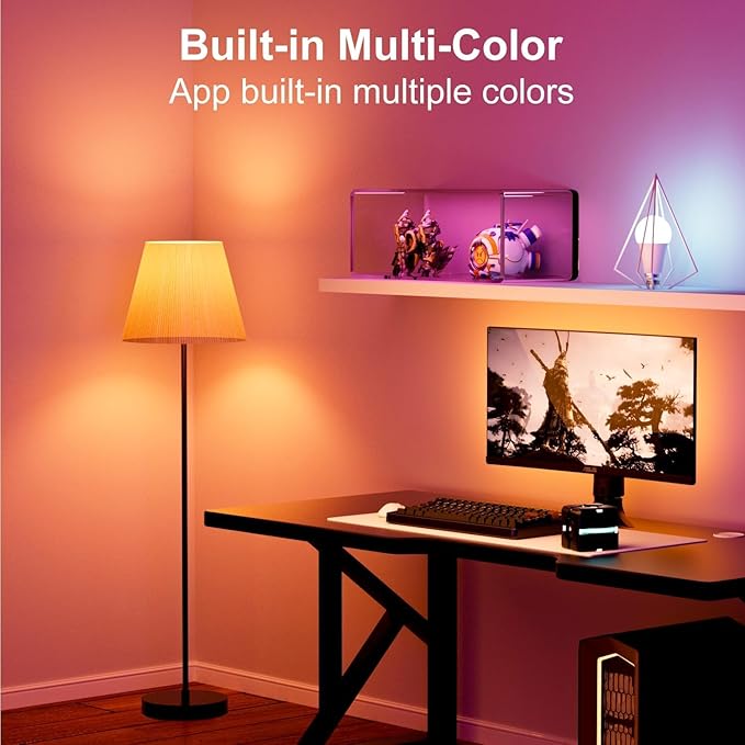 luckystyle Smart Light Bulbs, 9W A19 E26 800LM WiFi Bluetooth LED Bulbs Compatible with Alexa, Google Assistant & Home, 16 Million Colors Music Sync Color Changing Dimmable RGBWW Lights Bulb (6)