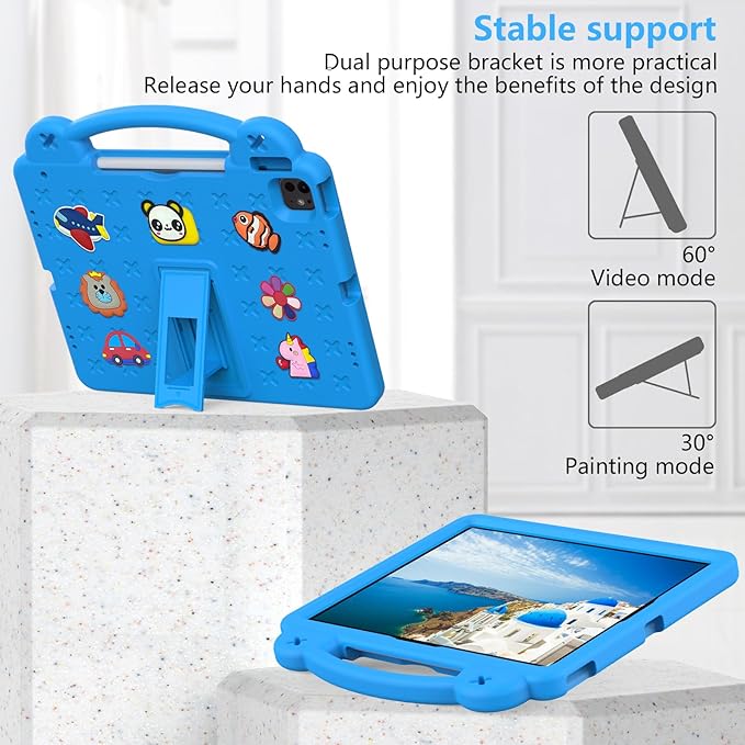 AKABEILA Compatible with Honor Pad X9/Honor Pad X8 Pro 11.5(2023) Tablet Case, Kids Friendly Universal Lightweight Shockproof Protective Case with Shoulder Strap & Stand Handle Sky Blue