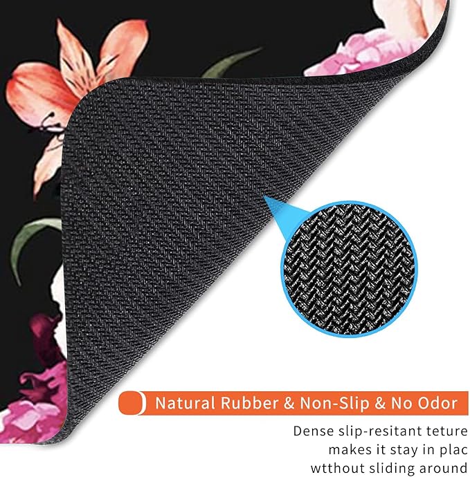 Square Mouse Pad Pink Flower, Personalized Premium-Textured Custom Mouse Mat Design, Washable Mousepad Cloth, Non-Slip Rubber Base Computer Mouse Pads for Wireless Mouse