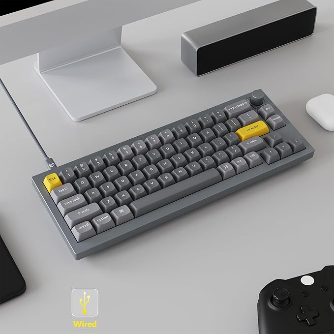 Keychron Q2 Wired 65% Mechanical Keyboard with Knob & RGB - Hot-Swappable Gateron G Pro Brown Switch, QMK/VIA Programmable, Double Gasket Mount, Aluminum Body for Mac/Windows/Linux (Grey)