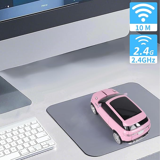elec Space Wireless Mouse Car Computer Mouse for PC Laptop (Milk Tea Pink)
