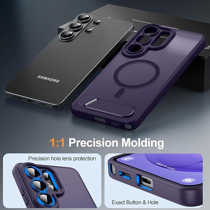 Magnetic for Samsung Galaxy S26 Ultra Case, [Compatible with MagSafe][Full Camera Protection][Built-in Invisible Kickstand] Translucent Matte Phone Case for S26 Ultra 6.9" - Purple