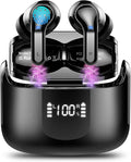 Wireless Earbuds, Bluetooth 5.3 Headphones 2025 NEW Ear Buds 40H Bass Stereo in-Ear Earphones ENC Noise Cancelling Earbuds with 4 HD Mic, USB-C LED Display IP7 Waterproof Sport Headset for Android iOS
