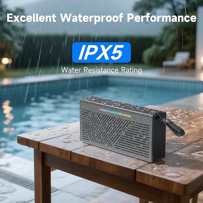 HOTTABLET Bluetooth Speaker Wireless Portable IPX5 Waterproof for Home Party Outdoor Beach, Black