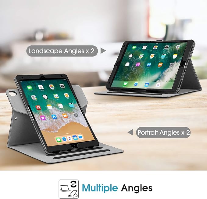 Fintie Case for iPad Air (3rd Gen) 10.5" 2019 / iPad Pro 10.5" 2017 - [Corner Protection] 360 Degree Rotating Smart Protective Stand Cover w/Pencil Holder, Auto Sleep/Wake, Black