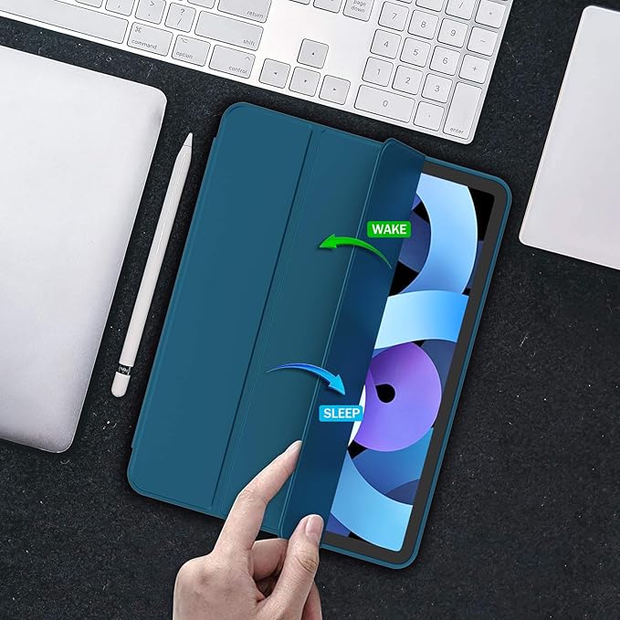 iMieet iPad Air 11 Inch Case M4/M3/M2(2026/2025/2024), iPad Air 5th/4th Generation Case 2022/2020 10.9 Inch with Pencil Holder,Trifold Stand Smart Case with Soft TPU Back(Emerald)