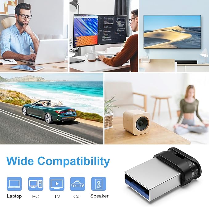 RAOYI 32GB USB Flash Drive, USB 2.0 Mini Fit Memory Stick Ultra Slim Thumb Drive Jump Drive Zip Drive Pen Drive with Lanyard-Black