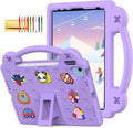 Dteck for iPad 10th Generation Case 10.9 Inch 2022, EVA Cute Bear Kids Case Shockproof Rugged Protective Kickstand Boy Girl Cover with Pencil Holder for iPad 10th Gen 10.9 Inch 2022, Purple