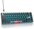 Protable 60% Percent Gaming Keyboard Mechanical, Mini Compact Ice-Blue LED Backlit 68 Keys Wired Office Keyboard with Red Switch for Mac/Win/PS4/PS5(68Green/red Switch)