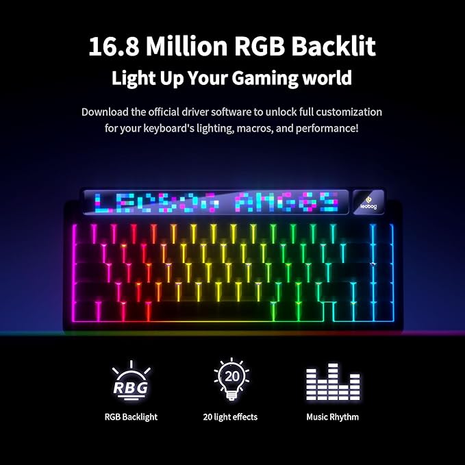 x Aula AMG65 Mechanical Gaming Keyboard w/Dual Screen, 65% Wireless Small Custom RGB Keyboard Quite,Bluetooth/2.4G/Wired, Rapid Trigger, Hot Swappable for Windows Laptop PC Mac - White