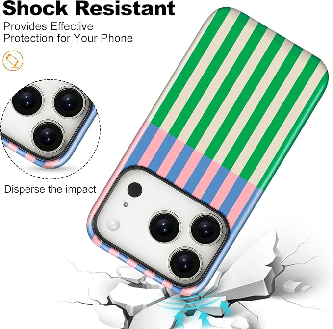 Magnetic for iPhone 16 Plus Case Cute Stripes Phone Case, Shockproof Slim TPU and Hard PC Protective Phone Cover Compatible with MagSafe Designed for Women Girls, Gray