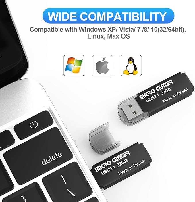 Micro Center Pro 2 Pack 32GB USB 3.1 Gen1 Flash Drive Faster USB Stick External Data Storage Thumb Drive (32GB 2-Pack, Black)