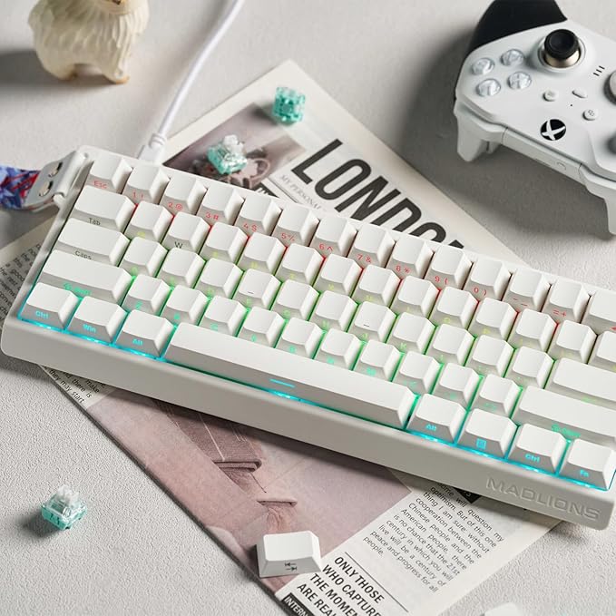 Hyekit x FGG MADLIONS MAD 60 HE RGB 60% Wired Magnetic Switch Gaming Keyboard with Adjustable Actuation, 8000 Hz Polling Rate, Rapid Trigger Mode, Hall Effect Switches, for PC/Mac, White