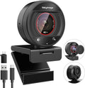 4K Webcam with Microphone for PC Laptop 1080P@60fps Web Cam with Privacy Cover for Streaming with PDAF 8X Digital Zoom for Desktop Camera for Mac Windows USB Web Cam for Teams/Twitch/Zoom/Meeting