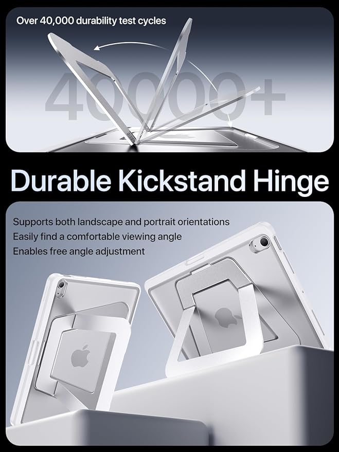 Case for iPad A16/10th Generation 2025/2022, Dual Multi-Angle Adjustable Kickstand Full Protective Case with Built-in Pencil Holder for Home Office School (White, iPad A16/10th)