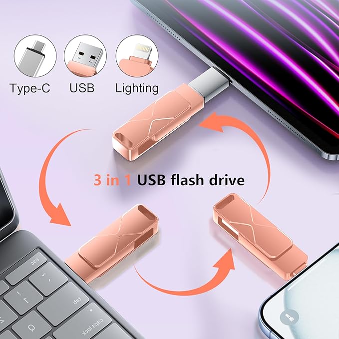 512GB USB Flash Drive High-Speed Thumb Drive- Portable Jump Drive for Data Storage, Backup, and File Transfer for PC Laptop Desktop (Rose, 512)
