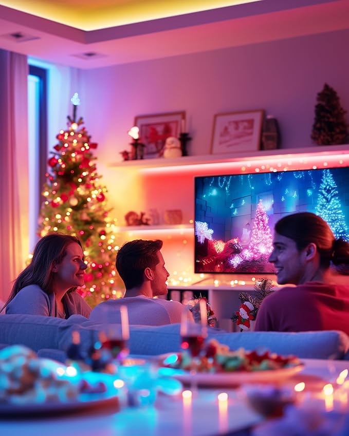 HitLights LED Strip Lights, 4 Pre-Cut Waterproof RGB Small LED Light Strip Kit Dimmable Color Changing SMD 5050 LED Tape Light with RF Remote, UL-Listed Power Supply and Connectors for TV Bedroom Home