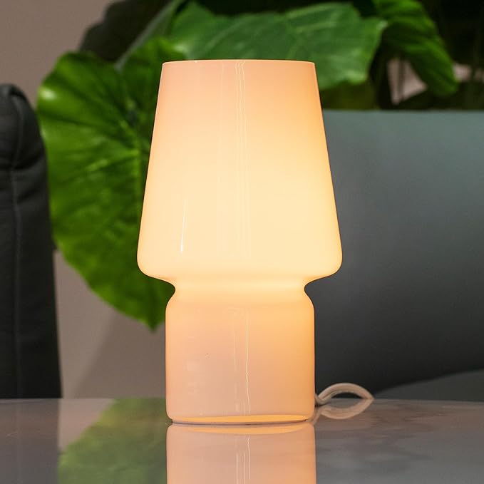 Mushroom Lamp,Mother's Day Gifts,Small Table Lamp,Cute Nightstand Kitchen Mini Lamp,Glass Table Lamp,Suitable for Bedrooms, Kitchens, Living Rooms, Bedside, Girl Gifts（White）